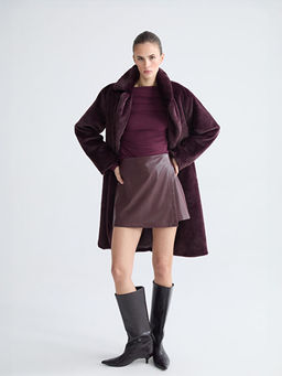 Dar Fit Kad?n Deri G?r?n?ml? ?ort Etek