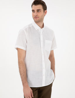 Beyaz Keten G_r_n_ml_ Regular Fit K_sa Kollu G_mlek - Pierre cardin фото 3