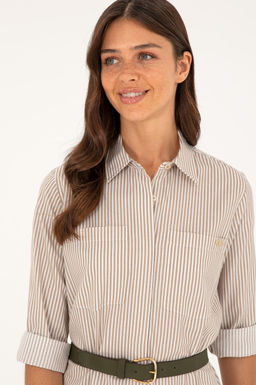 Женское тканое платье цвета хаки в полоску Неожиданная скидка в корзине - U.s. polo assn фото 3