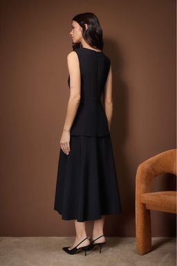 Trendyol Studio Siyah Midi Esnek Dokuma Elbise TWOAW26EL00307 - Trendyolmilla фото 4