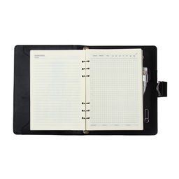 Органайзер на кольцах А5, 140 листов, в клетку, с ручкой, сканером пальца, зарядкой в подарочной коробке, обложка ПВХ, чёрный - Simaland фото 8