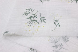 Муслин двухслойный с эф.жатости Веточки ромашки на белом, ВИД2, ш.1.4м, хлопок-100%, 120гр/м.кв - Купава фото 6
