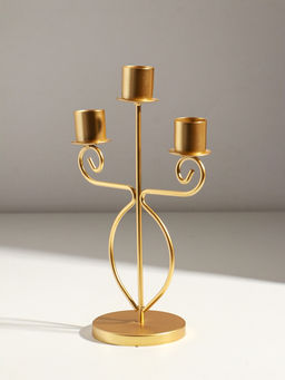 Подсвечник металл на 3 свечи "Канделябр" d=2,5 см золото 14,5х8х24 см