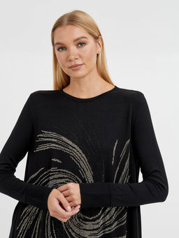 платье черное длины миди с изображением из страз - Glenfield фото 6