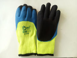 Перчатки утепл. вспен. "Салат-синие"с черн. кончик. ПОЛН ОБЛИВ арт. 4063 в уп-10пар (ЦЕНА ЗА ПАРУ)