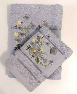 Махровое полотенце Анютины глазки-серебристый 70*140 см. хлопок 100%