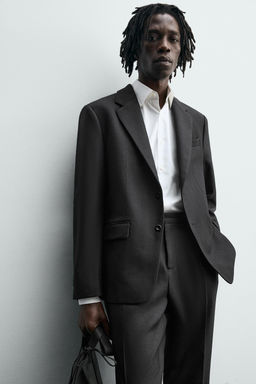 WOOL BLEND TEXTURED SUIT BLAZER - Zara фото 5