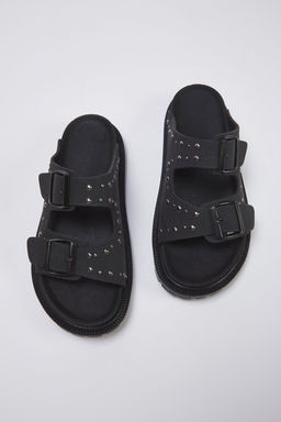 Trendyol Shoes Siyah Rivetli Cift Tokal? Duz Kad?n Terlik TAKSS25TE00004 - Trendyolmilla фото 6