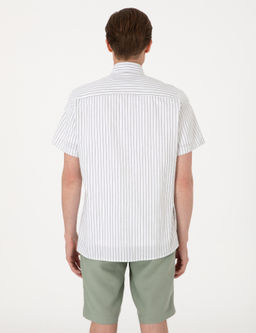 Haki Regular Fit _izgili K_sa Kollu G_mlek