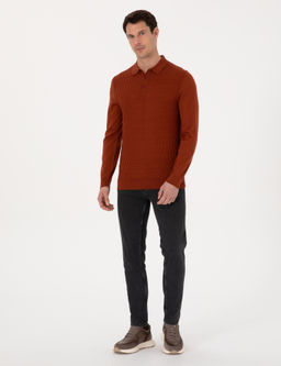 Karamel Slim Fit Y_n Kar___ml_ Polo Yaka Triko Kazak