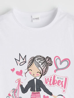 Bask?l? K?z ?ocuk ?ortlu Pijama Tak?m?