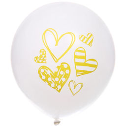 Воздушные шары 25 шт, 10"/25см "Здравствуй, Солнышко", Белый/золото