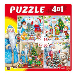 Puzzle 4 в 1 "Новогодние истории №2" 9, 16, 25 и 36 эл. (П-9489)