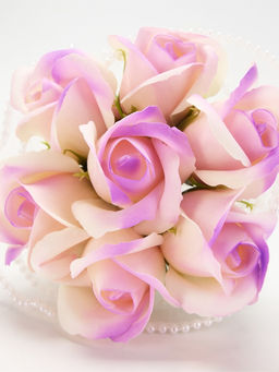 Набор из 6 нежных бело-фиолетовых мыльных роз - SB BEAUTY фото 4