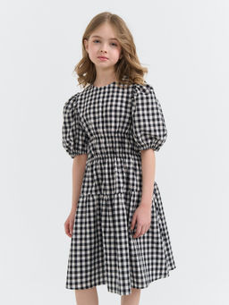 Платье хлопковое с коротким рукавом Черно-белое 7+ - Bungly фото 7