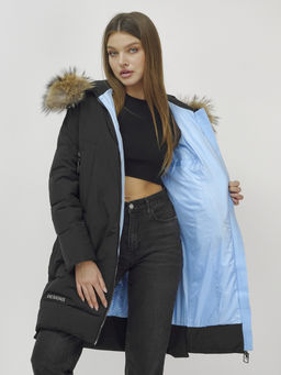 Куртка ПРЕМИУМ КЛАССА зимняя с мехом ЕНОТА, черного цвета - Mtforce фото 18