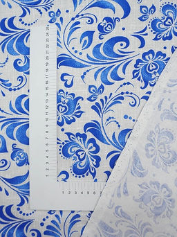 Рогожка Гжельский узор цв.серый меланж, ш.1.5м, хлопок-100%, 170гр/м.кв - Купава фото 5