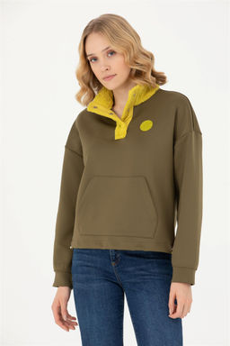 Женский свитшот цвета хаки с воротником стойкой Неожиданная скидка в корзине - U.s. polo assn фото 3