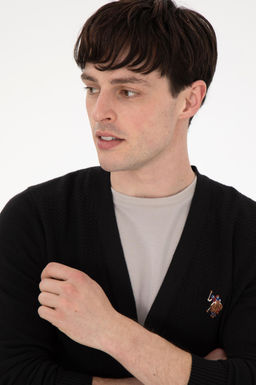 Мужской черный базовый трикотажный кардиган Неожиданная скидка в корзине - U.s. polo assn фото 2