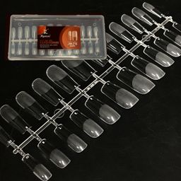 240 шт, KYASSI, Типсы ГЕЛЕВЫЕ "Квадратные" глянец с матовой зоной (коричневый)