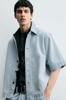SHORT SLEEVE DENIM SHIRT - Zara фото 5