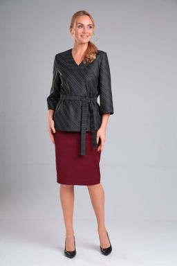 Костюм Gamma & Gracia 406 марсала темно-серый полоска  фото 2