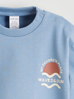 Bask?l? Erkek Bebek Sweatshirt Ve E?ofman Tak?m