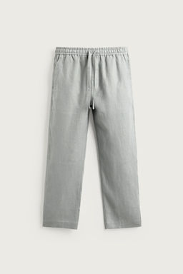 PANTAL?N RELAXED FIT 100% LINO / Gris claro - Zara фото 11