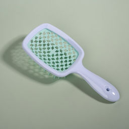 Расчёска массажная, широкая, вентилируемая, 8.5×20.5 см, белая, бирюзовая