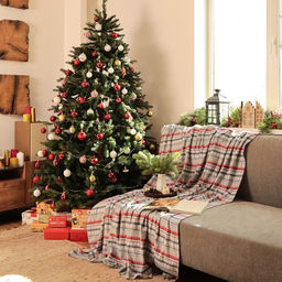 Плед новогодний Экономь и Я Новогодний узор 150?130 см, пл.160 г/м?, 100% п/э