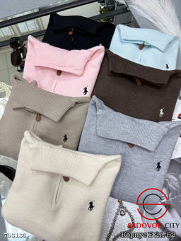 Женский свитшот с молнией и люксовым логотипом Polo