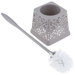 Ерш унитазный пластмассовый со съемной ручкой "Вензель" 48см, с подставкой 13х13см h12,2см, серый (Китай)