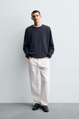 COTTON - CASHMERE STRIPED SWEATER