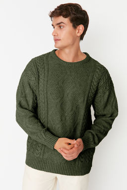 TRENDYOL MAN Beyaz Oversize Genis Kal?p Bisiklet Yaka Sac Orgulu Triko Kazak TMNAW23KZ00280 - Trendyolmilla фото 2