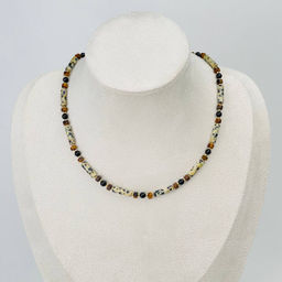 Колье из перепелиной Яшмы, Агата и Тигрового глаза