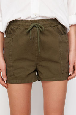 Haki Beli Lastikli Kargo Cepli Denim Sort TWOSS24SR00089