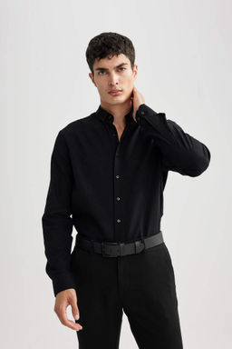 Текстурированная рубашка с длинным рукавом Modern Fit - Defacto фото 4