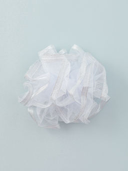 Цена за 6 шт. Бант для волос на резинке «Школьница», волна блеск, d=13 см, белый