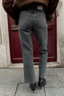 JEANS Z1975 STRAIGHT TIRO ALTO CINTURA CRUZADA / Gris oscuro - Zara фото 5