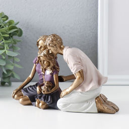 Фигурка полистоун «Родители, я и наш щенок», бронза, фиолетовый, 17.5×7.5×12 см