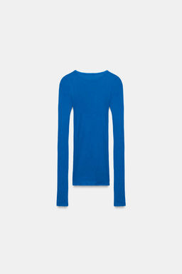 CAMISETA SUPIMA® MANGA LARGA / Azul el?ctrico - Zara фото 6