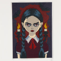 Алмазная мозаика с частичным заполнением на холсте «Мрачная девочка», 15×21 см