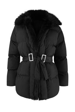 Siyah Regular Kal?p Kemerli Kurklu Mont TWOAW26MO00175