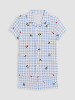 G?mlek Yaka Erkek ?ocuk ?ortlu Pijama Tak?m?