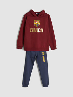 Kap??onlu Barcelona Bask?l? Erkek ?ocuk E?ofman Tak?m?