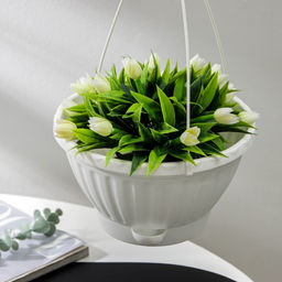 Кашпо уличное для цветов Альтернатива «Мирабель», 2.5 л, подвесное, с прикорневым поливом, пластик, белое