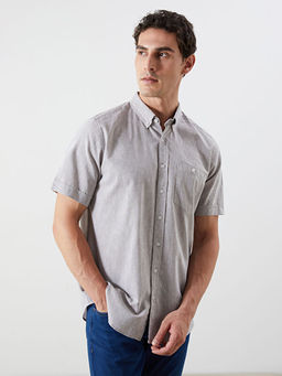 Regular Fit Keten Kar???ml? Erkek G?mlek