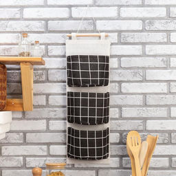 Органайзер подвесной с карманами Доляна Клетка, 3 отделения, 5719 см, цвет чёрный