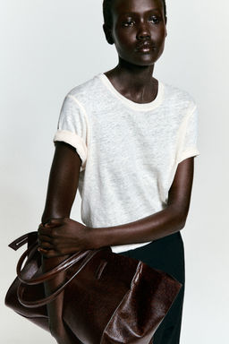 CAMISETA DE LINO CON CUELLO REDONDO - H&m фото 5