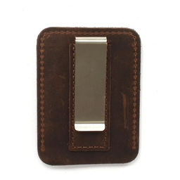 Обложка пропуск/карточка/проездной Croco-фк-1009 металл клипса д/денег, натуральная кожа коричневый тем крейзи хорс (220) 255259  фото 2